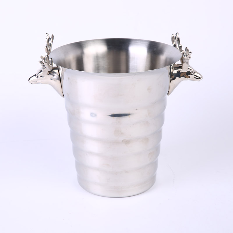 鹿头波纹冰桶（银色） 欧美法式奢华贵大气金属色餐吧台厅摆件装饰品冰酒桶 ZS061