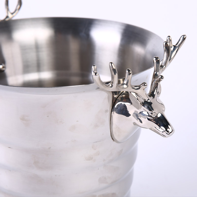 鹿头波纹冰桶（银色） 欧美法式奢华贵大气金属色餐吧台厅摆件装饰品冰酒桶 ZS062