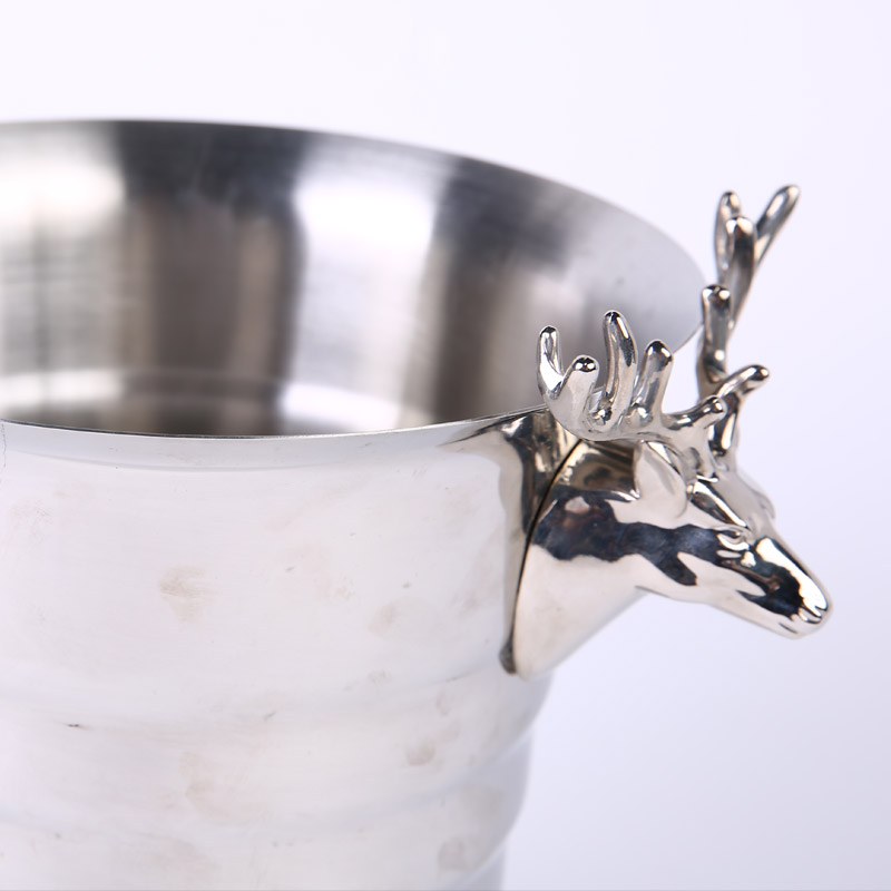 鹿头波纹冰桶（银色） 欧美法式奢华贵大气金属色餐吧台厅摆件装饰品冰酒桶 ZS063