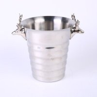 鹿头波纹冰桶（银色） 欧美法式奢华贵大气金属色餐吧台厅摆件装饰品冰酒桶 ZS06