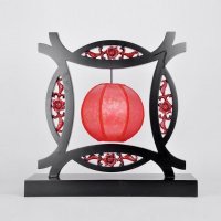 创意小天圆地方台灯复古密度板树脂台灯床头装饰工艺灯