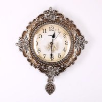欧式复古时光挂钟树脂时钟 艺术圆形造型挂钟带钟摆 家居样板房装饰工艺品挂件 LS207