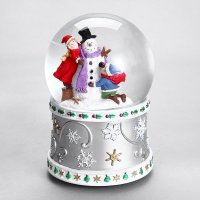 创意梦幻欢乐银色雪人水晶球 圣诞节礼物生日礼物 专属定制（七天）树脂摆件（已含木架费） MG-592