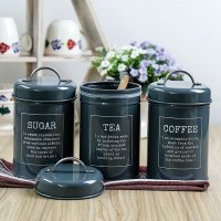 开利日式实用创意简约深灰色储物套装茶叶咖啡糖罐收纳罐X021包邮