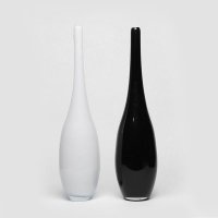 简约现代黑白纯色尖头手工玻璃花瓶摆件样板房软装配饰批发11525-50-W