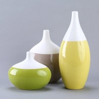 现代时尚创意陶瓷花瓶三件套 细口彩色花瓶家居装饰花器摆件 SS05