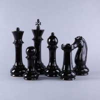 简约创意装饰国际象棋主题摆件六件套 黑色国际象棋家居摆设装饰品摆件 SS069