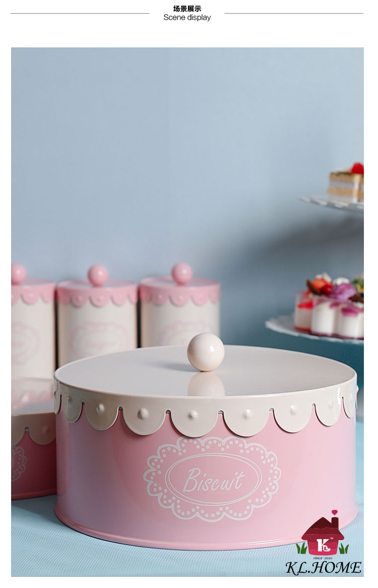 开利欧式铁艺粉色花边系列家居储物咖啡糖茶饼干套装收纳罐预售4