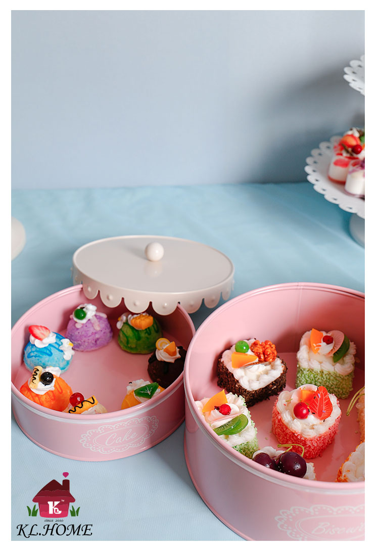 开利欧式铁艺粉色花边系列家居储物咖啡糖茶饼干套装收纳罐预售6