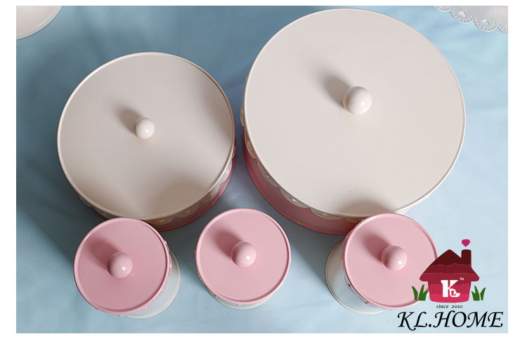 开利欧式铁艺粉色花边系列家居储物咖啡糖茶饼干套装收纳罐预售14