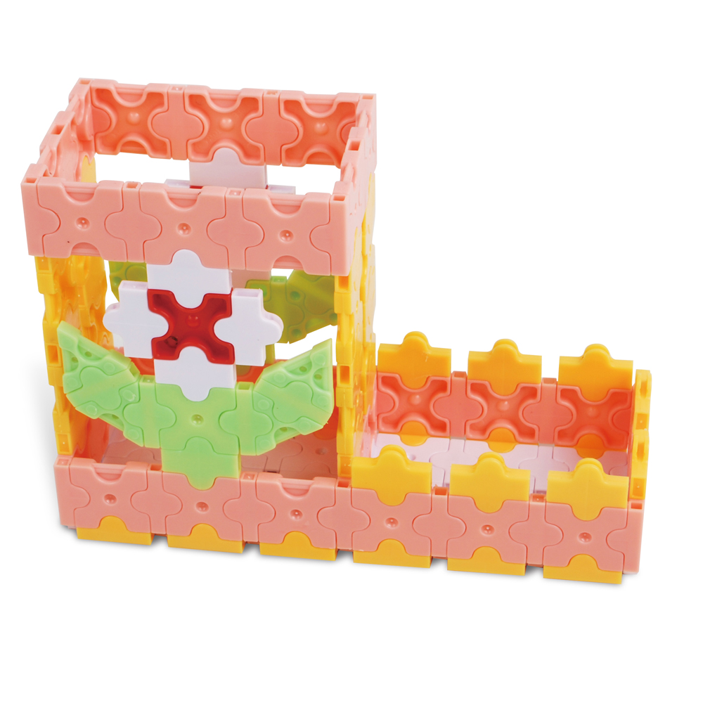 小蜜蜂神奇积木儿童益智3D塑料拼装积木玩具粉色记忆 （1620粒）3