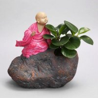 中式禅意空间小沙弥盆栽摆件 平安纳福创意禅意纯真装饰摆件 盆栽摆设家居实用礼品 HN953B