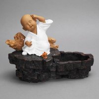中式禅意空间小沙弥盆栽摆件 平安纳福创意禅意智慧装饰摆件 盆栽摆设家居实用礼品 HN955A