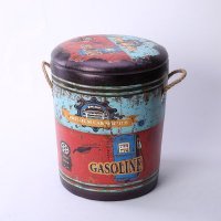 工业风 皮面木桶储物凳二件套 复古做旧效果储物凳 SRJ30