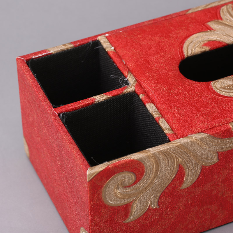 简约皮制多用途长方形红色纸巾盒卧室客厅装饰5