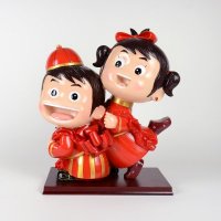 中式温情娃娃大号跳舞木座摆件DY9260