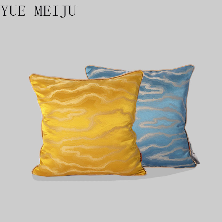 玥美居新品 现代复古样板房沙发纯色抱枕 靠垫明黄色蓝色1