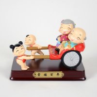 幸福百年小孩拉车时尚创意家居摆件工艺品DY9900