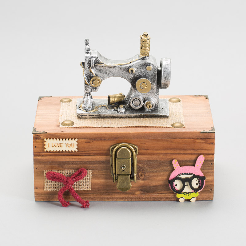缝纫机造型木收纳盒1