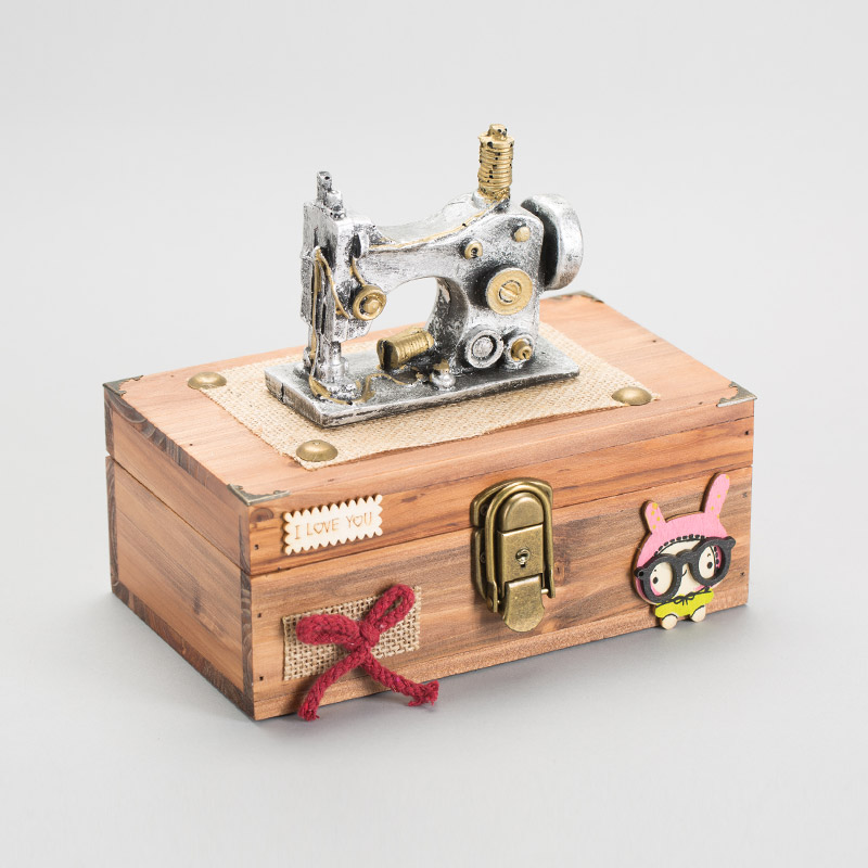缝纫机造型木收纳盒2