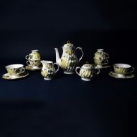 卡芬达 15头英式包金月季花咖啡用具 带碟咖啡杯咖啡壶套装 骨瓷啡具套装10003240