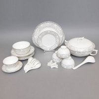 高档56罗马假日骨瓷餐具套装 厨房餐厅时尚餐具 高档餐具盘 碗碟套装 结婚送礼10001861