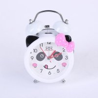 3寸圆形熊猫打铃钟卡通儿童闹钟  动漫打铃闹钟