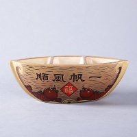 中式雕刻彩绘工艺陶瓷摆件 幸福号：一帆风顺陶瓷送礼样板房装饰家居摆件 YFFS
