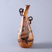 中式雕刻彩绘工艺陶瓷摆件 发财瓶：知音乐符陶瓷送礼样板房装饰家居摆件 ZY