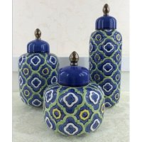 东南亚风格陶瓷三件套摆件家居装饰摆件