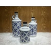 中式古典青花陶瓷三件套小瓶摆件家居装饰摆件