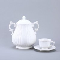 现代北欧式简约陶瓷装饰竖纹茶具套装 白色家居装饰品摆件 SS08