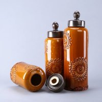 简约创意摆件三件套 棕色美式盖瓶家居软装摆设花插装饰品摆件 SS036