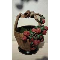 中式陶瓷手工荔枝桶摆件花瓶花器摆件家居装饰摆件