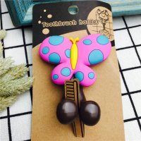 粉色花蝴蝶 创意吸盘吸墙牙刷架