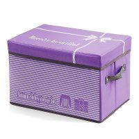 简约条纹紫色牛津布衣物收纳盒收纳箱（中号）