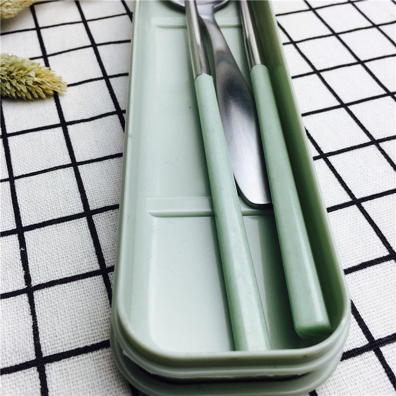 学生不锈钢便携式餐具套装创意叉勺筷子可爱套装儿童旅行餐具2