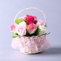 西式田园多彩手提花篮摆件摄影装饰