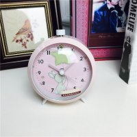 简约粉红色静音床头打铃钟闹钟 桌面个性创意时钟