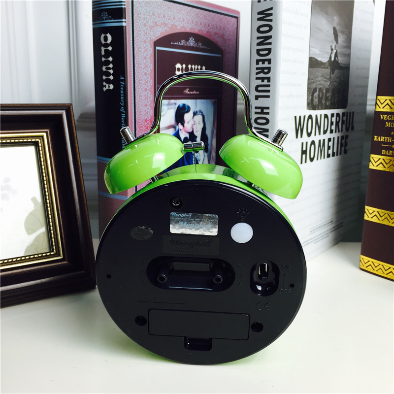 简约绿色静音床头打铃钟闹钟 桌面个性创意时钟2