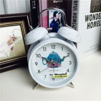 简约复古做旧白色静音床头打铃钟闹钟 桌面个性创意时钟