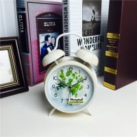 简约复古做旧白色静音床头打铃钟闹钟 桌面个性创意时钟