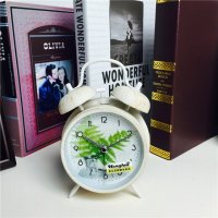 简约复古做旧白色静音床头打铃钟闹钟 桌面个性创意时钟