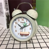 简约灰色做旧铁锈静音床头打铃钟闹钟 桌面个性创意时钟