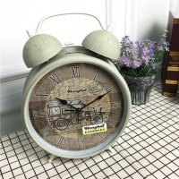 简约灰色静音床头打铃钟闹钟 桌面个性创意时钟