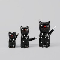 现代简约木质三黑猫三件套摆件家居装饰