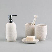 梭形拉丝球砂岩卫浴四件套