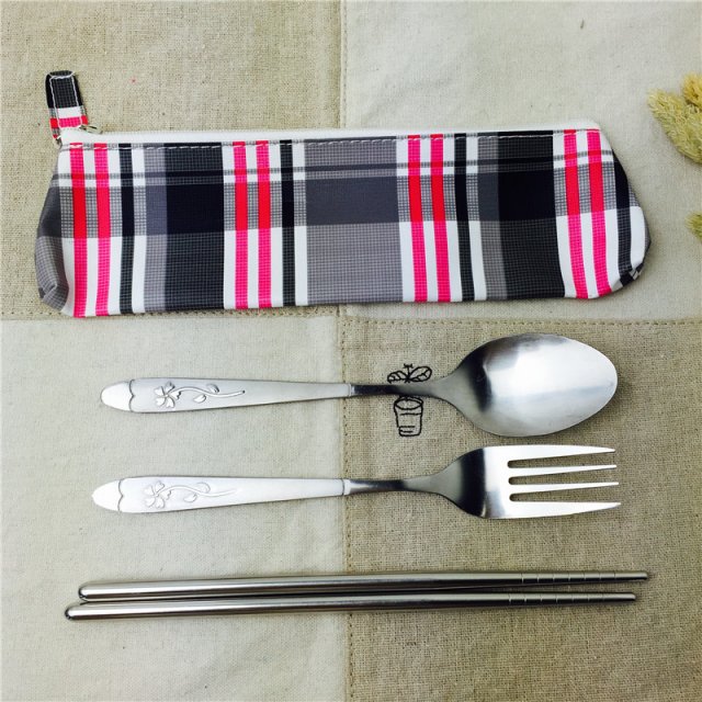 不锈钢便携餐具筷勺套装筷子勺子叉子实用便携餐具