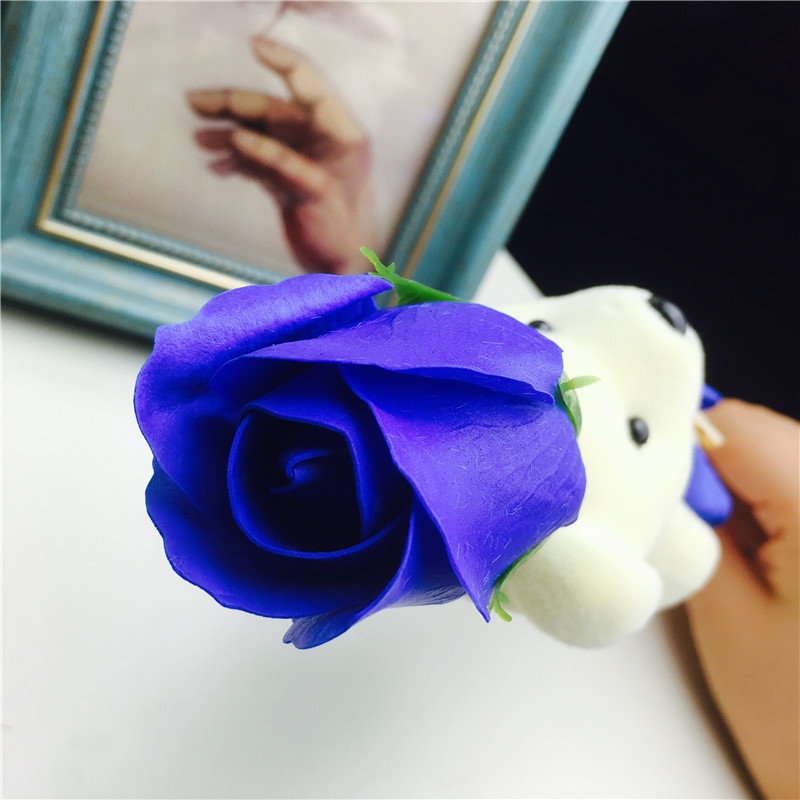 蓝色款玫瑰香皂花束礼盒康乃馨肥皂花批发情人节母亲节生日礼品厂家4