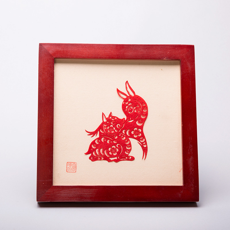 paper-cut picture frame animal sika deer   paper cutting